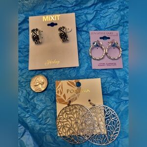 NWT Elegant Silver Earrings - 3 Pairs